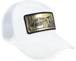 Luxury Car Gold Patch Velvet White A-frame Trucker - Calza Pennello