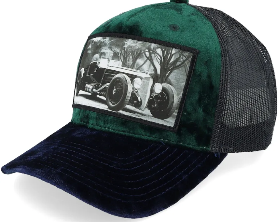 Luxury Hot Rod Velvet Green/Navy A-frame Trucker - Calza Pennello