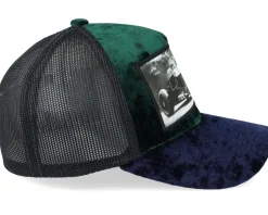 Luxury Hot Rod Velvet Green/Navy A-frame Trucker - Calza Pennello
