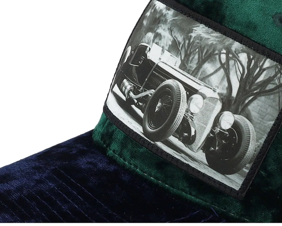 Luxury Hot Rod Velvet Green/Navy A-frame Trucker - Calza Pennello