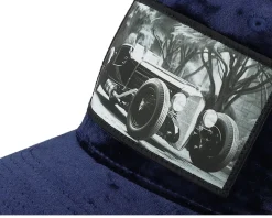 Luxury Hot Rod Velvet Navy A-frame Trucker - Calza Pennello