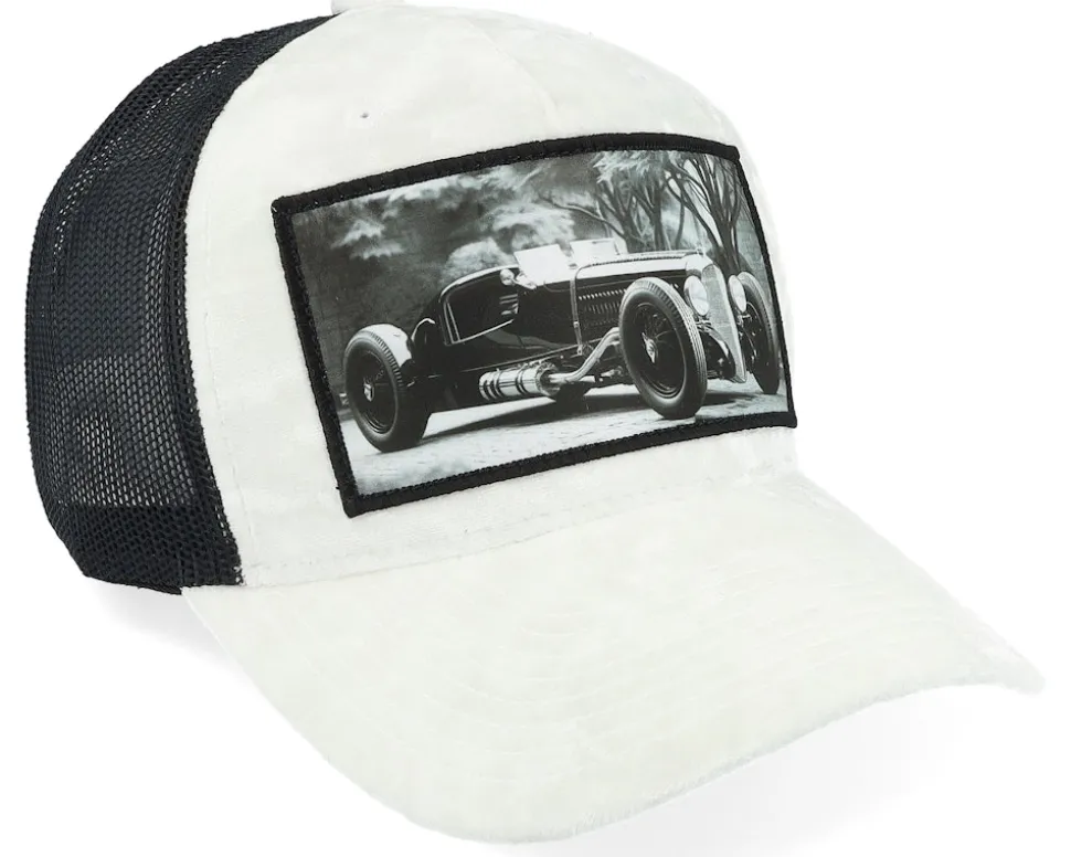 Luxury Hot Rod Velvet White/Black A-frame Trucker - Calza Pennello