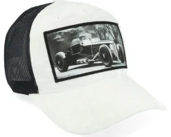 Luxury Hot Rod Velvet White/Black A-frame Trucker - Calza Pennello
