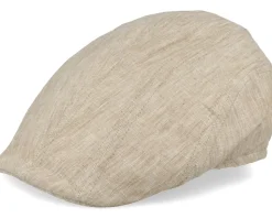 Maddy Eco Linen Beige Flat Cap - MJM Hats