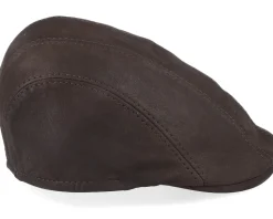 Maddy El Nappa Wax Brown Flat Cap - MJM Hats
