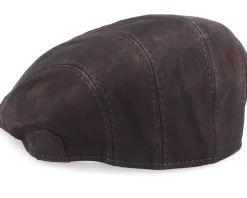 Maddy Nappa Wax Brown Flat Cap - MJM Hats
