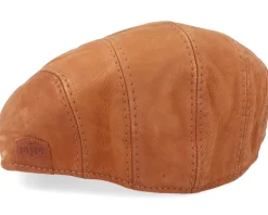 Maddy Nappa Wax Cognac Flat Cap - MJM Hats