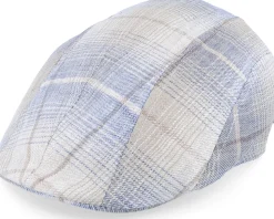 Maddy Organic Hemp/Linen Blue Check Flat Cap - MJM Hats
