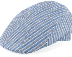 Maddy Organic Hemp/Linen Blue Stripe Flat Cap - MJM Hats