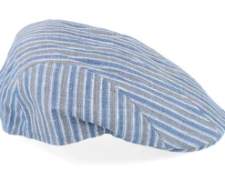 Maddy Organic Hemp/Linen Blue Stripe Flat Cap - MJM Hats