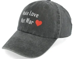 Make Love Not War Washed Black Dad Cap - Iconic