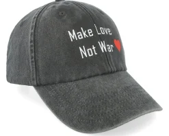 Make Love Not War Washed Black Dad Cap - Iconic