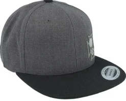 Maltese Cross Skull Grey Patch Charcoal/Black Snapback - Born To Ride