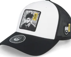 Manga Man Retro Black/White/Black Trucker - Bearded Man