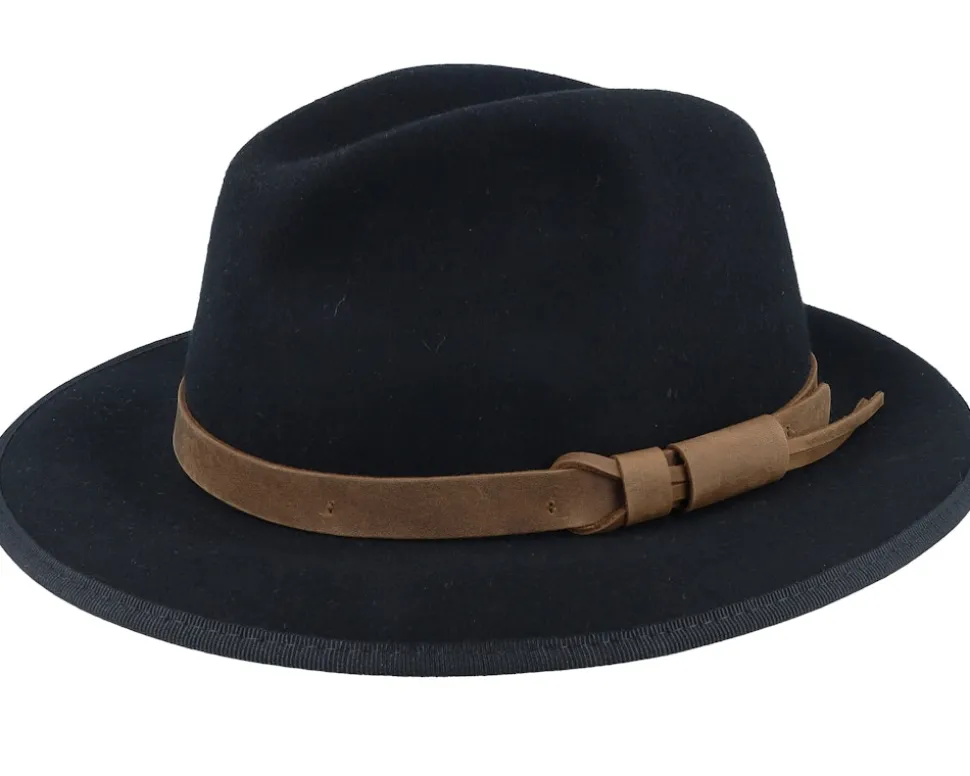 Marco El Wool W.p/Crushable Black Earflap Fedora - MJM Hats