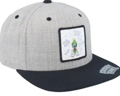 Marvin The Martian Writing Heather Grey/Black Snapback - Looney Tunes