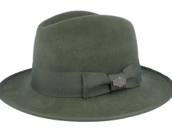 Mauk Woolfelt Wr Crush Olive Fedora - MJM Hats