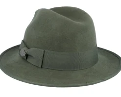 Mauk Woolfelt Wr Crush Olive Fedora - MJM Hats