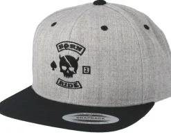 MC Skull Patch Grey/Black Snapback - Born To Ride