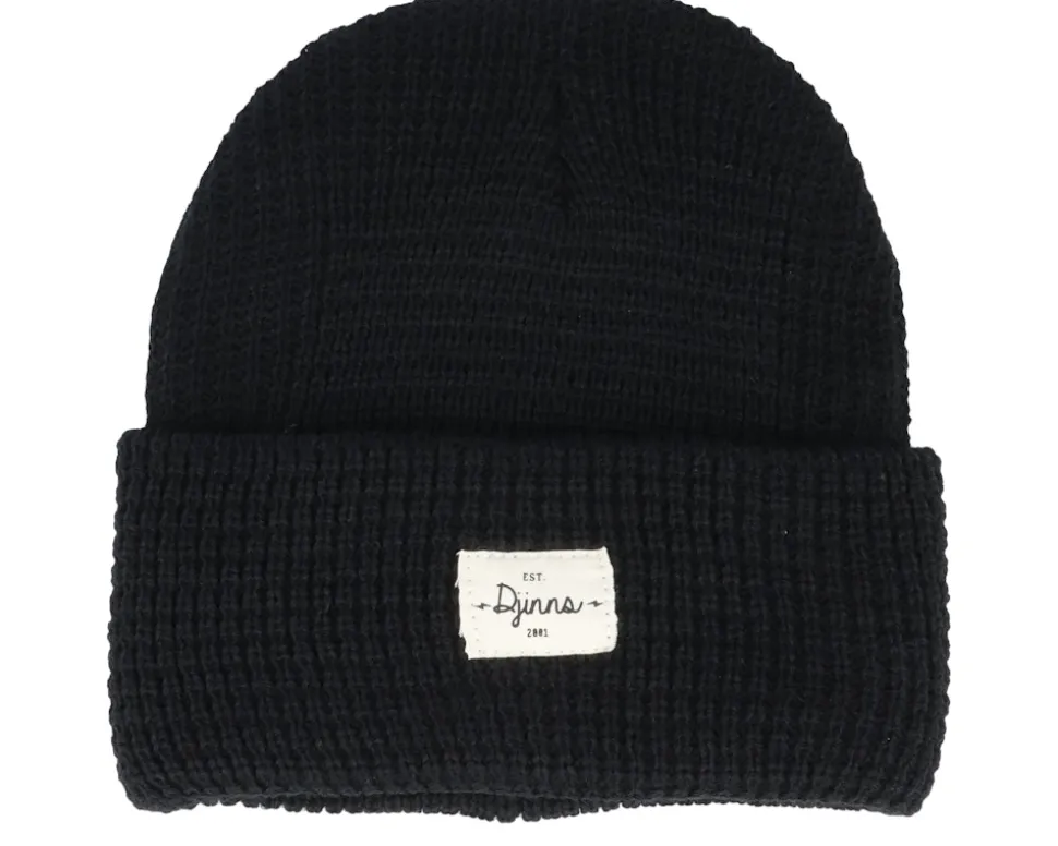 Medishort Beanie Waffle Knit Ii Black Cuff - Djinns