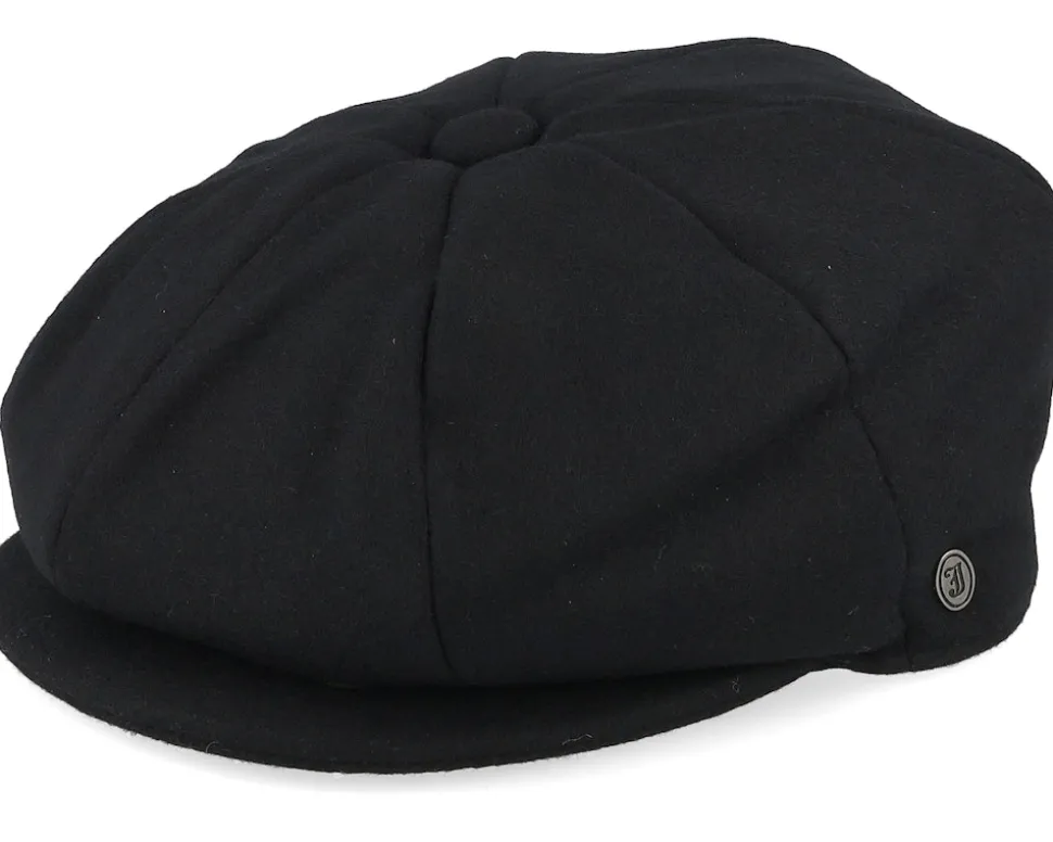 Melton Wool Newsboy Cap Black Snap Cap - Jaxon & James