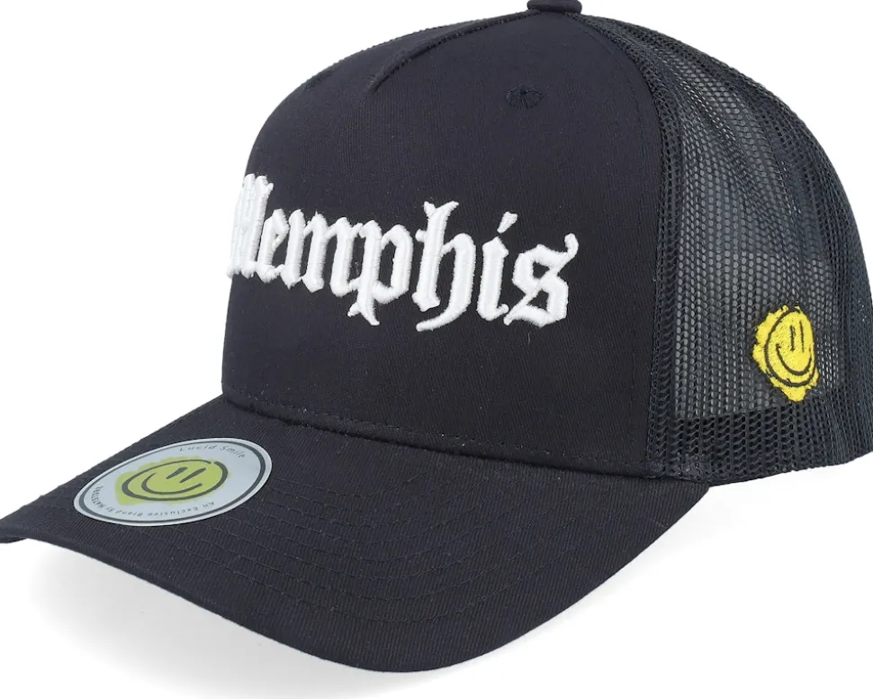 Memphis 3d Script Black A-frame Trucker - Lucid Smile