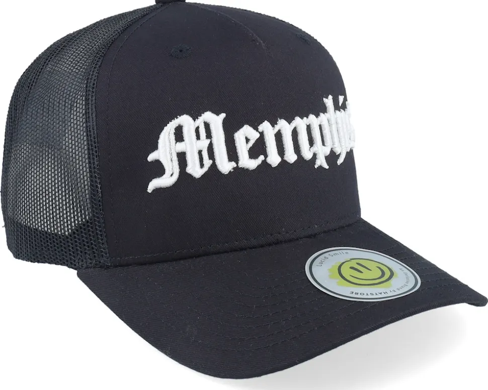 Memphis 3d Script Black A-frame Trucker - Lucid Smile