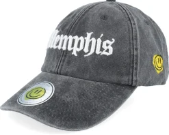 Memphis 3d Script Washed Black Dad Cap - Lucid Smile