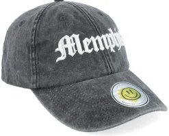 Memphis 3d Script Washed Black Dad Cap - Lucid Smile