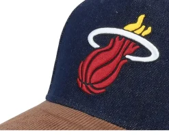 Miami Heat D-stressed Pro Dark Navy/Brown Corduroy A-frame Adjustable - Mitchell & Ness