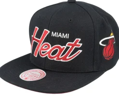 Miami Heat Team Script 2.0 Black Snapback - Mitchell & Ness