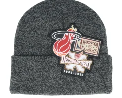 Miami Heat XL Logo Patch Knit Heather Black Cuff - Mitchell & Ness
