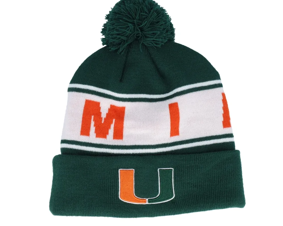Miami Hurricanes Cuffed Knit Field Green Pom - Top of the World