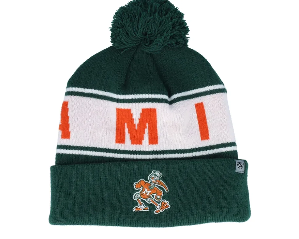 Miami Hurricanes Cuffed Knit Field Green Pom - Top of the World