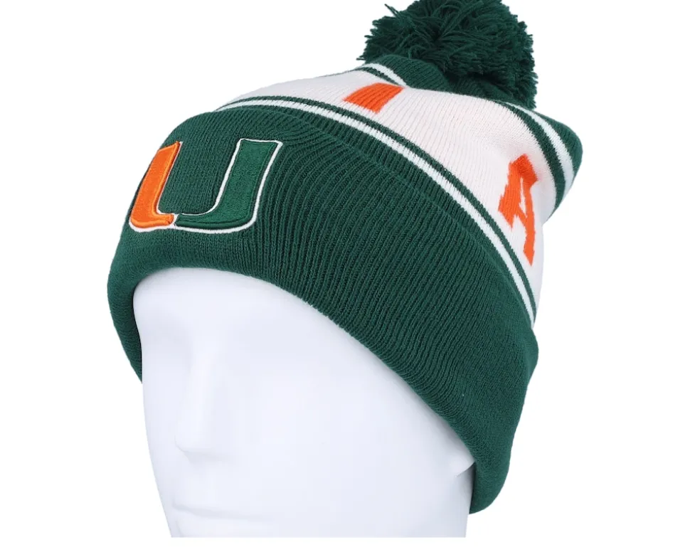 Miami Hurricanes Cuffed Knit Field Green Pom - Top of the World