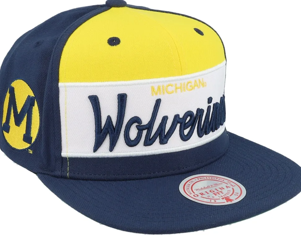 Michigan Wolverines Retro Sport V Navy Snapback - Mitchell & Ness