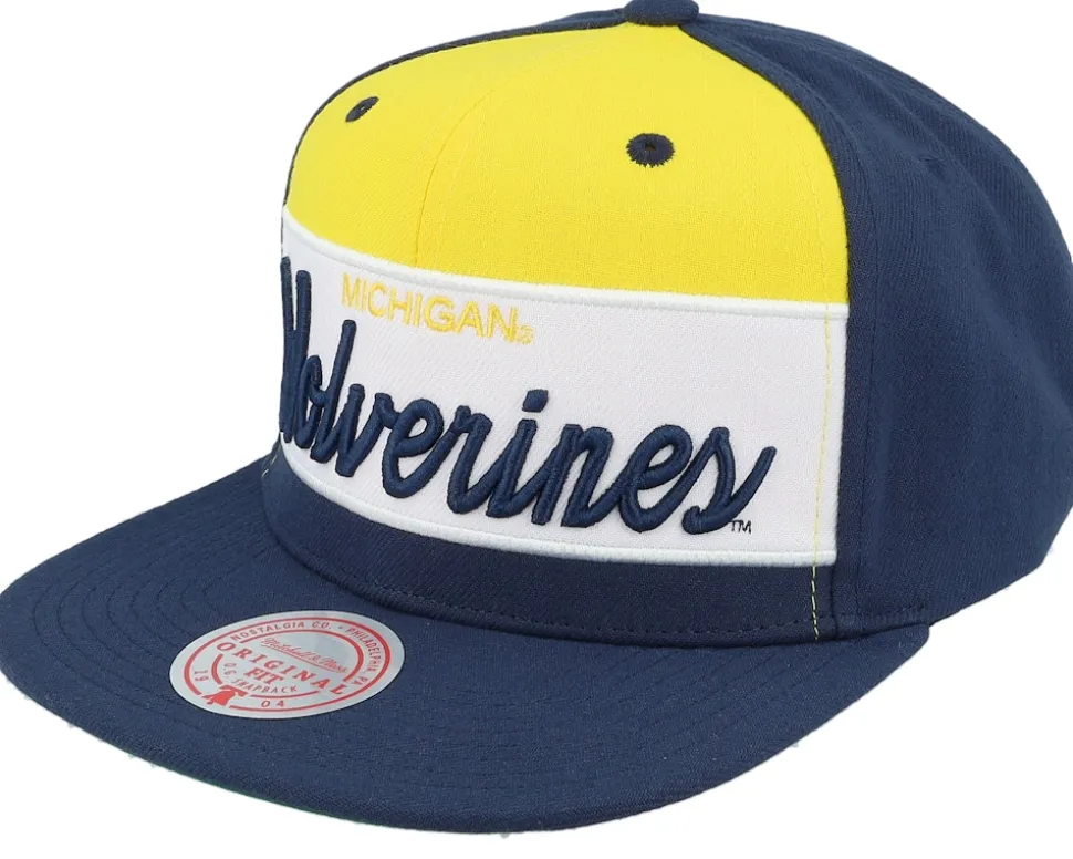 Michigan Wolverines Retro Sport V Navy Snapback - Mitchell & Ness