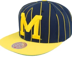 Michigan Wolverines Team Pin Navy/Yellow Snapback - Mitchell & Ness