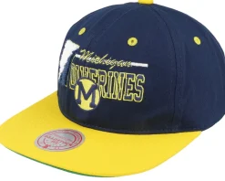 Michigan Wolverines Varsity Letter Blue/Yellow Snapback - Mitchell & Ness