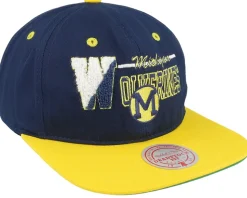 Michigan Wolverines Varsity Letter Blue/Yellow Snapback - Mitchell & Ness