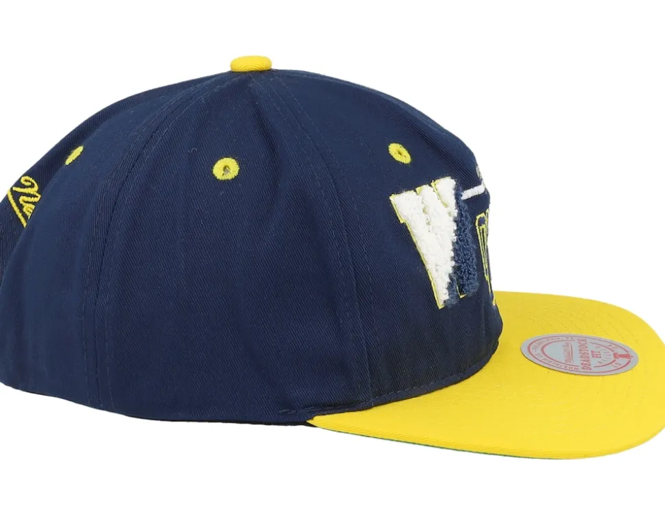 Michigan Wolverines Varsity Letter Blue/Yellow Snapback - Mitchell & Ness