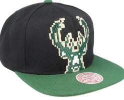 Milwaukee Bucks 8 Bit Xl Black/Green Snapback - Mitchell & Ness