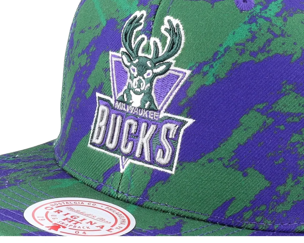 Milwaukee Bucks Down For All Green Snapback - Mitchell & Ness