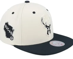 Milwaukee Bucks Evergreen Cream Black Hwc Off White/Black Snapback - Mitchell & Ness