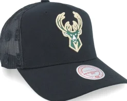 Milwaukee Bucks Monogram Black A-frame Trucker - Mitchell & Ness
