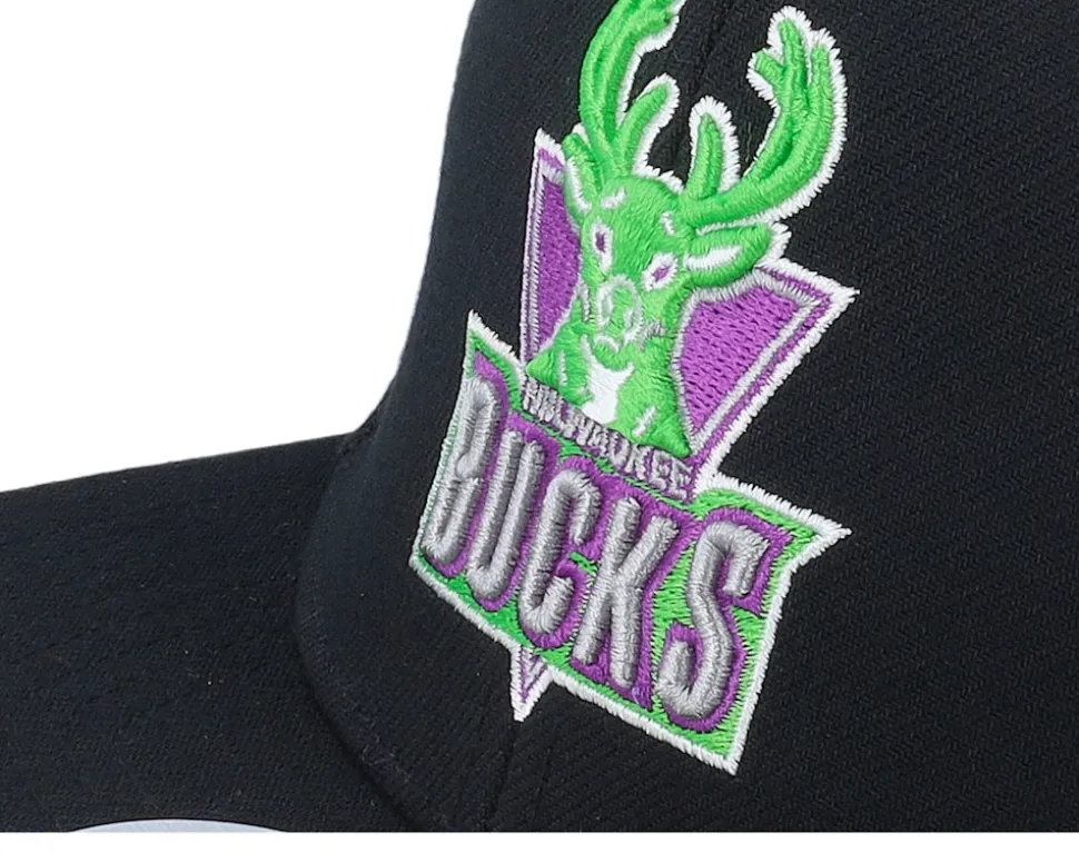 Milwaukee Bucks Neon Tropical Hwc Black Snapback - Mitchell & Ness