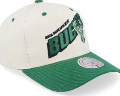 Milwaukee Bucks Retro Type Pro Off White/Green Adjustable - Mitchell & Ness