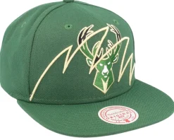 Milwaukee Bucks Shark Bite Green Snapback - Mitchell & Ness