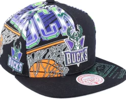 Milwaukee Bucks Shirt Remix Black Snapback - Mitchell & Ness