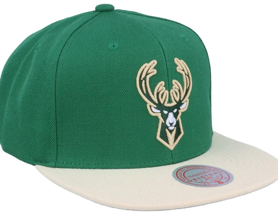 Milwaukee Bucks Team 2 Tone 2.0 Green/Tan Snapback - Mitchell & Ness